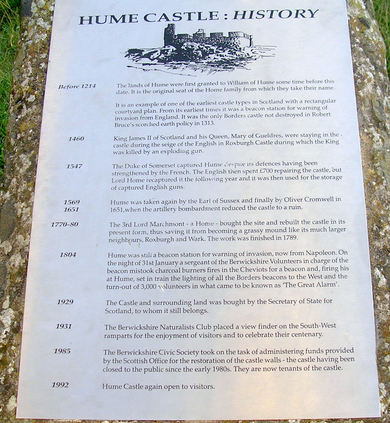 Hume Castle History.